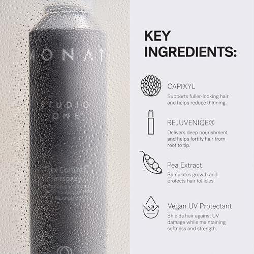MONAT Studio One™ Flex Control Hairspray – Leichter bis mittlerer, aufbaubarer Halt – Angereichert mit REJUVENIQE® – Für coloriertes Haar geeignet – Frischer Duft – Stil-Memory bei feuchtem Wetter