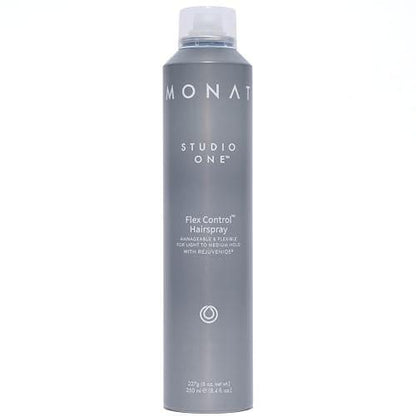 MONAT Studio One™ Flex Control Hairspray – Leichter bis mittlerer, aufbaubarer Halt – Angereichert mit REJUVENIQE® – Für coloriertes Haar geeignet – Frischer Duft – Stil-Memory bei feuchtem Wetter