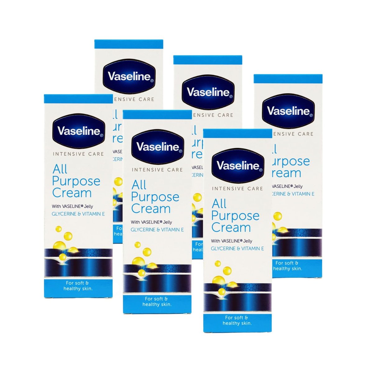 Vaseline Intensive Care All Purpose Cream – 6er-Pack, 1,41 Fl Oz pro Tube – Pflege für raue, rissige Haut