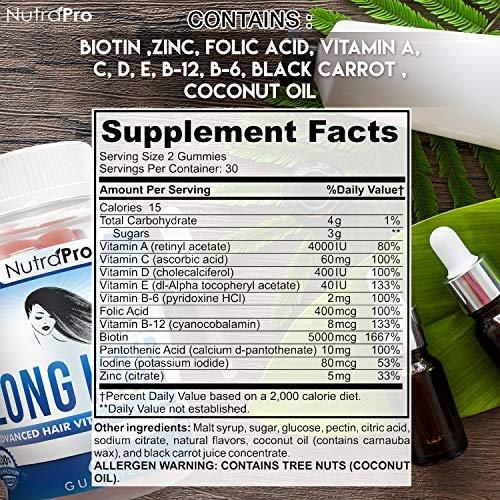 NutraPro Long Hair Gummies – Anti-Haarausfall-Präparat für schnelleres Haarwachstum von schwachem, dünner werdendem Haar – Lange, dicke Haare mit Biotin und 10 Haar-Vitaminen