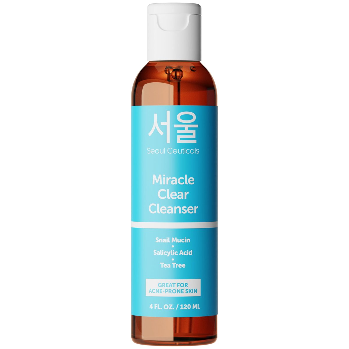 SeoulCeuticals Korean Acne Snail Cleanser Gesichtswaschmittel - Schneckenschleim, Salicylsäure & Teebaumöl Aknebehandlung für empfindliche Haut & K-Beauty Glow 118ml