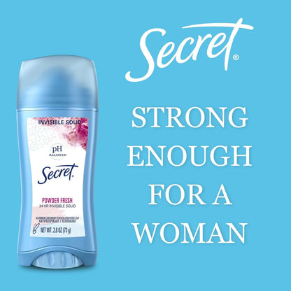 Secret Roll-On Antitranspirant und Deodorant für Frauen, 24h Schweiß- & Geruchsschutz, pH-ausgeglichene Formel, Powder Fresh Duft, 1,8 oz (12er-Pack)
