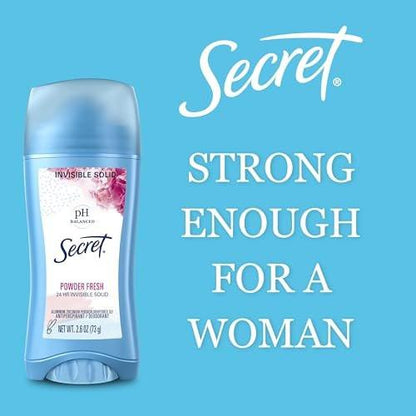 Secret Roll-On Antitranspirant und Deodorant für Frauen, 24h Schweiß- & Geruchsschutz, pH-ausgeglichene Formel, Powder Fresh Duft, 1,8 oz (12er-Pack)