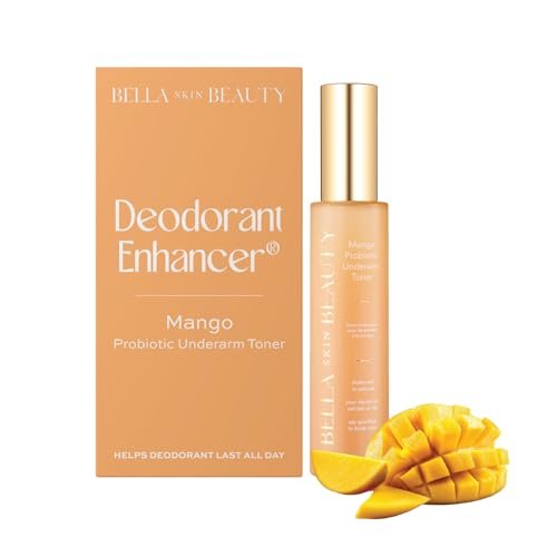 Bella Skin Beauty Deodorant Enhancer® Probiotischer Achsel-Toner - Mango - Patentierter Vor-Deodorant-Spray, der Deodorants länger wirken lässt und Schweiß geruchlos hält - Achselspray, Tuch, Auftragen