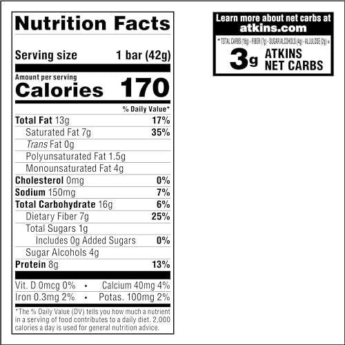 Atkins Peanutty Overload Snack Riegel – Protein Snack, ballaststoffreich, nur 2g Zucker, 5er Pack