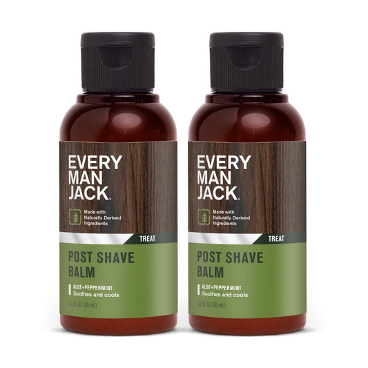 Every Man Jack Herren Aftershave-Balsam – Beruhigt Irritationen, Kühlt die Haut, Spendet Feuchtigkeit, Zieht schnell ein – Mit natürlich gewonnenen Inhaltsstoffen wie Kokosöl, Aloe Vera, natürlichem Menthol – 3,2 oz – 2er-Pack