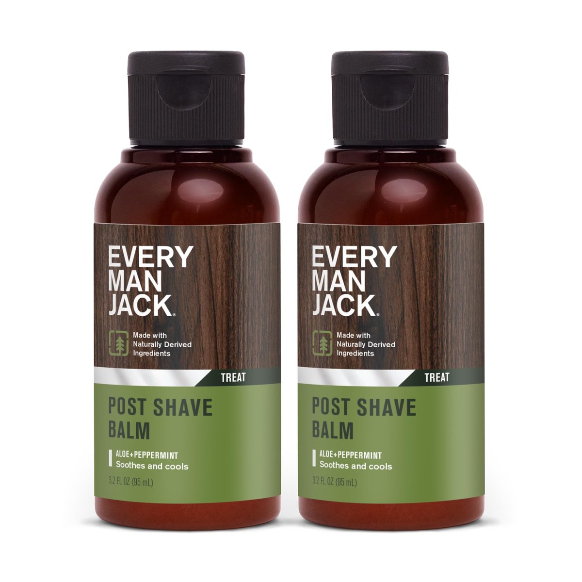 Every Man Jack Herren Aftershave-Balsam – Beruhigt Irritationen, Kühlt die Haut, Spendet Feuchtigkeit, Zieht schnell ein – Mit natürlich gewonnenen Inhaltsstoffen wie Kokosöl, Aloe Vera, natürlichem Menthol – 3,2 oz – 2er-Pack