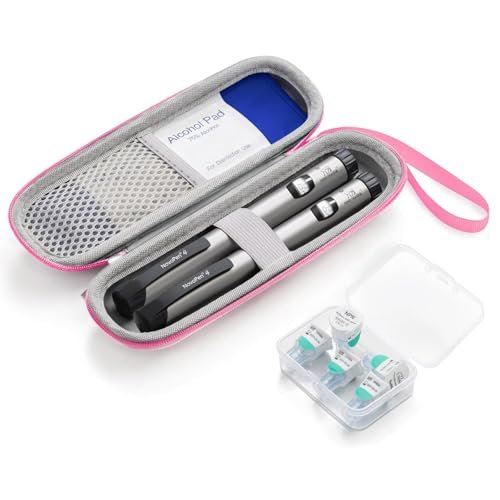 sijidou Insulin-Kühlkoffer Reiseetui, Tragbare Insulin-Aufbewahrung, Isolierte Organizer für Insulin-Pens (Pink)