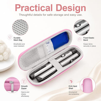 sijidou Insulin-Kühlkoffer Reiseetui, Tragbare Insulin-Aufbewahrung, Isolierte Organizer für Insulin-Pens (Pink)