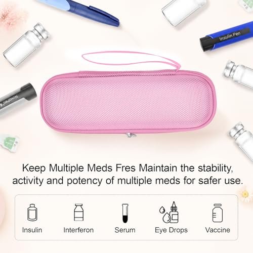 sijidou Insulin-Kühlkoffer Reiseetui, Tragbare Insulin-Aufbewahrung, Isolierte Organizer für Insulin-Pens (Pink)