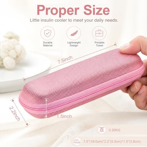 sijidou Insulin-Kühlkoffer Reiseetui, Tragbare Insulin-Aufbewahrung, Isolierte Organizer für Insulin-Pens (Pink)
