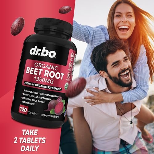 Bio Rote Bete Kapseln 1350mg - Rote Bete Pulver Extrakt, Nitric Oxide Booster für Durchblutung & Vitalität - 120 Tabletten