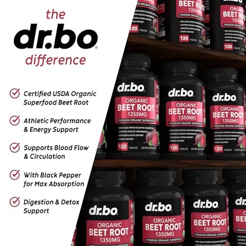 Bio Rote Bete Kapseln 1350mg - Rote Bete Pulver Extrakt, Nitric Oxide Booster für Durchblutung & Vitalität - 120 Tabletten
