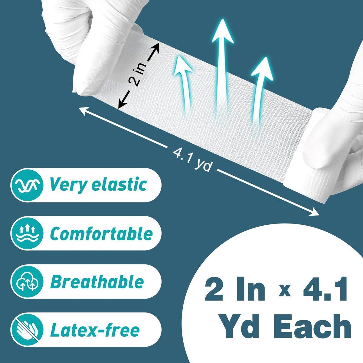 AZEN 40-teiliges Mullbinden-Set, 5 cm x 3,7 m, Premium medizinische Verbandsmaterialien & Erste-Hilfe-Zubehör, Bandage-Wrap, Tierverband, Mumienwickel