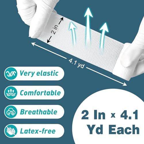 AZEN 40-teiliges Mullbinden-Set, 5 cm x 3,7 m, Premium medizinische Verbandsmaterialien & Erste-Hilfe-Zubehör, Bandage-Wrap, Tierverband, Mumienwickel