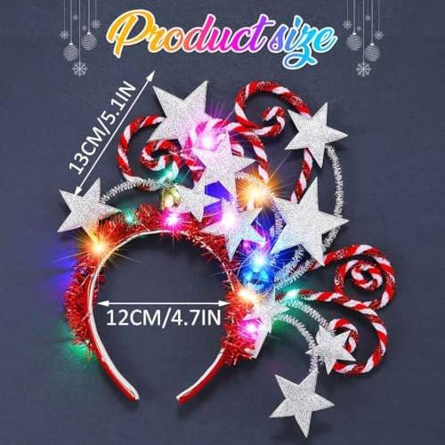 Leuchtender Weihnachts-Stern Stirnband mit Bonbon-Design – Festliches Haarband für Frauen und Mädchen