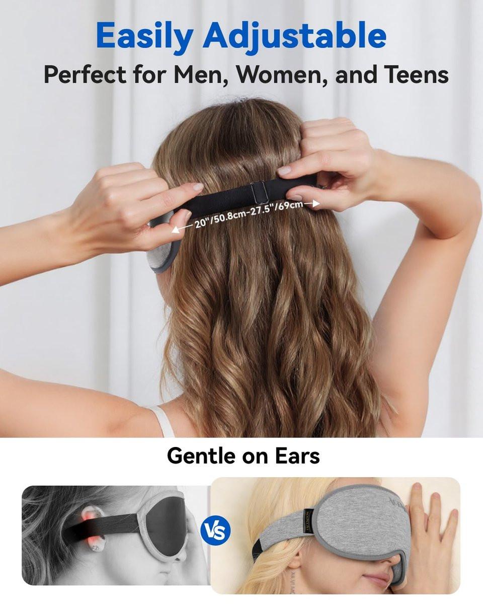Gewichtete Schlafmaske für erholsamen Schlaf – 3D Blackout Schlafmaske für Frauen und Männer, Null Augenbelastung, wimpernfreundlich, verstellbares Band, Flugreise-Essentials für Langstreckenflüge und Roadtrips, Meditationsmaske (Grau)
