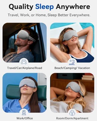 Gewichtete Schlafmaske für erholsamen Schlaf – 3D Blackout Schlafmaske für Frauen und Männer, Null Augenbelastung, wimpernfreundlich, verstellbares Band, Flugreise-Essentials für Langstreckenflüge und Roadtrips, Meditationsmaske (Grau)