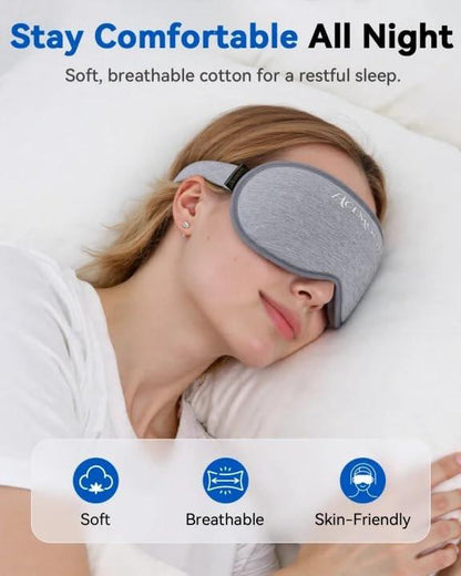 Gewichtete Schlafmaske für erholsamen Schlaf – 3D Blackout Schlafmaske für Frauen und Männer, Null Augenbelastung, wimpernfreundlich, verstellbares Band, Flugreise-Essentials für Langstreckenflüge und Roadtrips, Meditationsmaske (Grau)