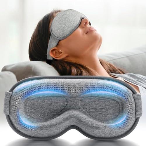 Gewichtete Schlafmaske für erholsamen Schlaf – 3D Blackout Schlafmaske für Frauen und Männer, Null Augenbelastung, wimpernfreundlich, verstellbares Band, Flugreise-Essentials für Langstreckenflüge und Roadtrips, Meditationsmaske (Grau)