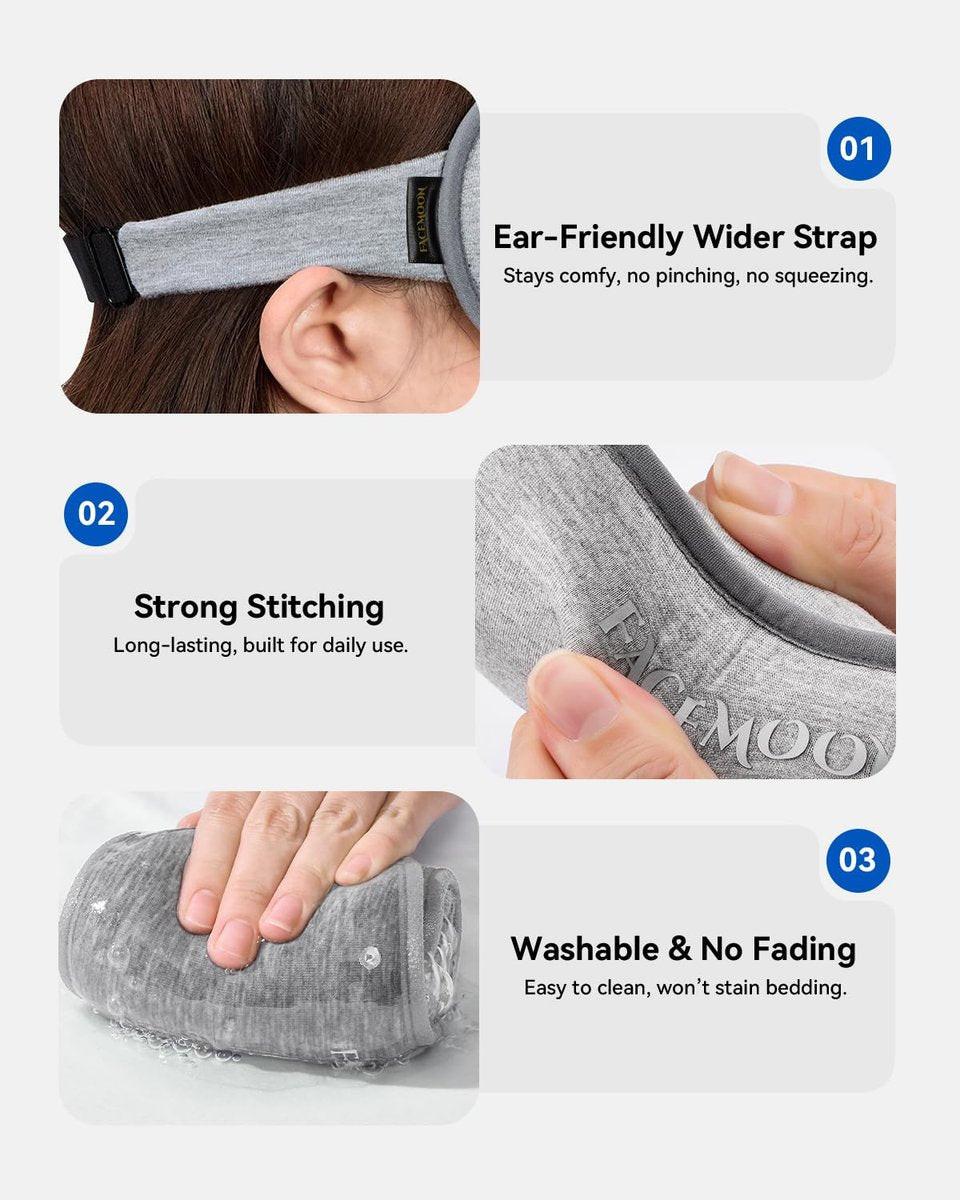 Gewichtete Schlafmaske für erholsamen Schlaf – 3D Blackout Schlafmaske für Frauen und Männer, Null Augenbelastung, wimpernfreundlich, verstellbares Band, Flugreise-Essentials für Langstreckenflüge und Roadtrips, Meditationsmaske (Grau)