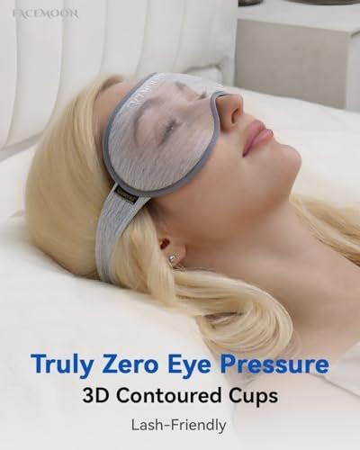 Gewichtete Schlafmaske für erholsamen Schlaf – 3D Blackout Schlafmaske für Frauen und Männer, Null Augenbelastung, wimpernfreundlich, verstellbares Band, Flugreise-Essentials für Langstreckenflüge und Roadtrips, Meditationsmaske (Grau)