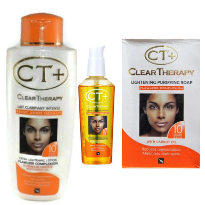 E de B CT+ Clear Therapy Extra Lightening Lotion + Seife + Serum mit Karottenöl (3er-Pack)