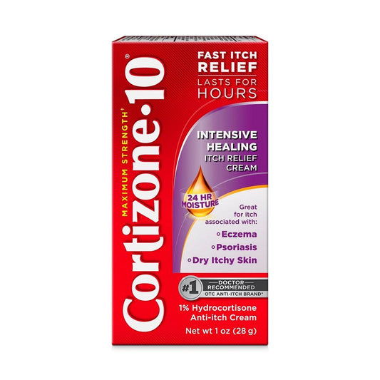 Cortizone-10 Maximum Strength Intensive Healing Itch Relief Cream, 1% Hydrocortison, Schnell wirkende Anti-Juckreiz Creme für Insektenstiche, Ausschlag, Ekzeme, Psoriasis, Giftefeu, Eiche, Sumach & mehr, 28 g