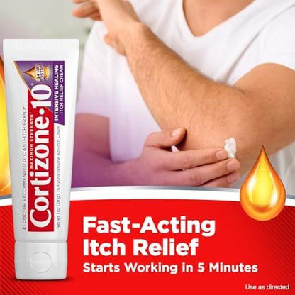Cortizone-10 Maximum Strength Intensive Healing Itch Relief Cream, 1% Hydrocortison, Schnell wirkende Anti-Juckreiz Creme für Insektenstiche, Ausschlag, Ekzeme, Psoriasis, Giftefeu, Eiche, Sumach & mehr, 28 g