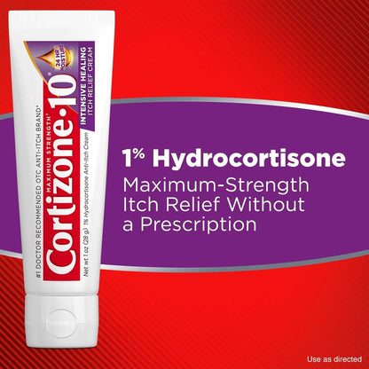 Cortizone-10 Maximum Strength Intensive Healing Itch Relief Cream, 1% Hydrocortison, Schnell wirkende Anti-Juckreiz Creme für Insektenstiche, Ausschlag, Ekzeme, Psoriasis, Giftefeu, Eiche, Sumach & mehr, 28 g