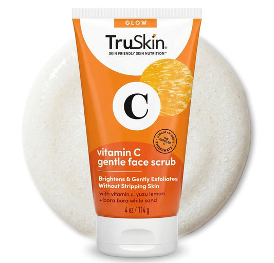 TruSkin Vitamin C Gesichtspeeling & Peeling - Aufhellendes Peeling mit Bora Bora Weißsand & Yuzu Zitrone - Glättet die Textur und enthüllt weichere Haut, 118 ml