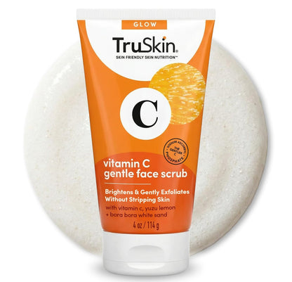 TruSkin Vitamin C Gesichtspeeling & Peeling - Aufhellendes Peeling mit Bora Bora Weißsand & Yuzu Zitrone - Glättet die Textur und enthüllt weichere Haut, 118 ml