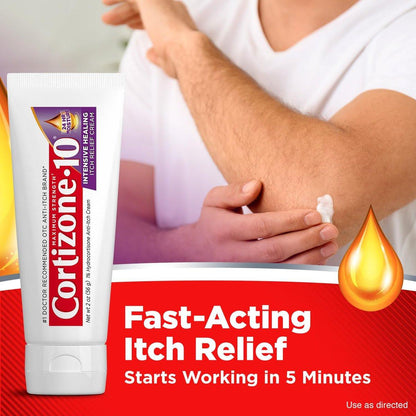 Cortizone-10 Maximum Strength Intensive Healing Itch Relief Creme, 1% Hydrocortison, schnell wirkende Anti-Juckreiz-Creme bei Insektenstichen, Hautausschlag, Ekzemen, Psoriasis, Giftefeu, -eiche, -sumach & mehr, 56 g