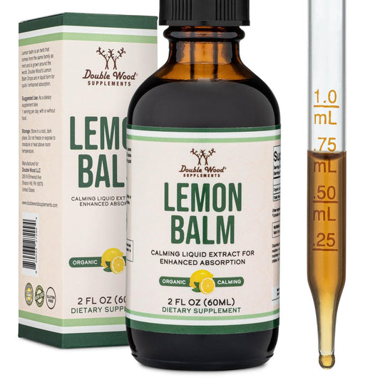 Double Wood Supplements Bio-Tinktur aus Zitronenmelisse – für Verdauung & Entspannung 590mg – 120 Portionen (Besser absorbiert als Kapseln, ideal als Tee-Ersatz)