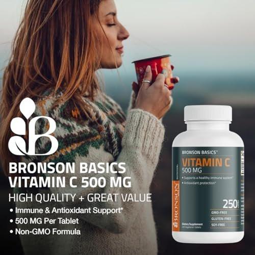 Bronson Vitamin C 500 mg – Unterstützt ein gesundes Immunsystem & antioxidativer Schutz, Non-GMO, 100 vegetarische Tabletten