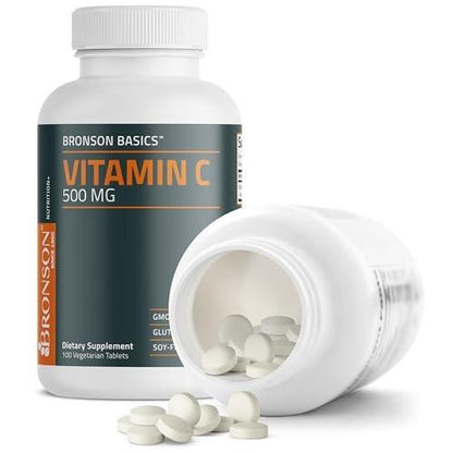 Bronson Vitamin C 500 mg – Unterstützt ein gesundes Immunsystem & antioxidativer Schutz, Non-GMO, 100 vegetarische Tabletten