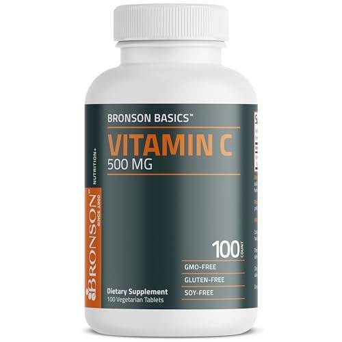 Bronson Vitamin C 500 mg – Unterstützt ein gesundes Immunsystem & antioxidativer Schutz, Non-GMO, 100 vegetarische Tabletten