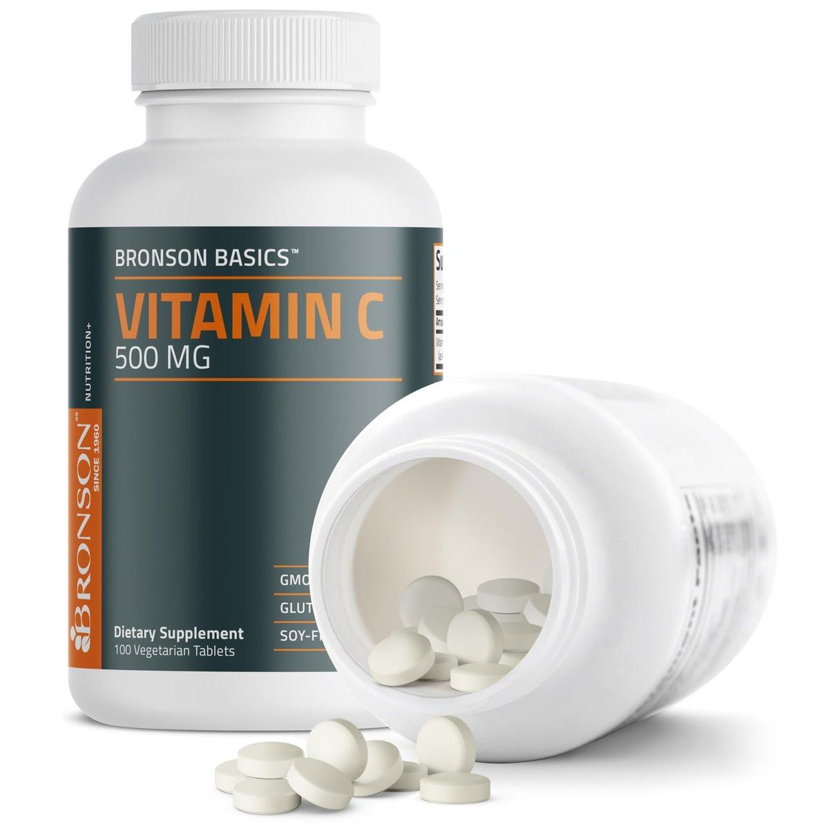 Bronson Vitamin C 500 mg – Unterstützt ein gesundes Immunsystem & antioxidativer Schutz, Non-GMO, 100 vegetarische Tabletten