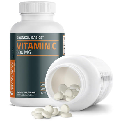 Bronson Vitamin C 500 mg – Unterstützt ein gesundes Immunsystem & antioxidativer Schutz, Non-GMO, 100 vegetarische Tabletten
