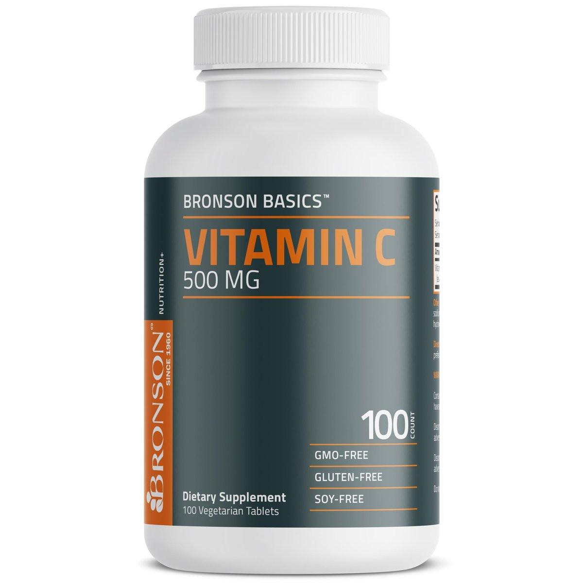 Bronson Vitamin C 500 mg – Unterstützt ein gesundes Immunsystem & antioxidativer Schutz, Non-GMO, 100 vegetarische Tabletten