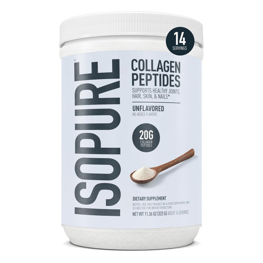Isopure 20g Grass-Fed Collagen Peptide mit Biotin + Vitamin C – Unterstützt Haut, Haare, Nägel & Gelenke – Ungesüßt, Keto-freundliches Kollagenpulver, 14 Portionen