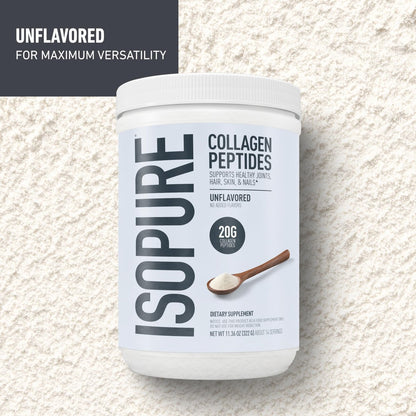 Isopure 20g Grass-Fed Collagen Peptide mit Biotin + Vitamin C – Unterstützt Haut, Haare, Nägel & Gelenke – Ungesüßt, Keto-freundliches Kollagenpulver, 14 Portionen