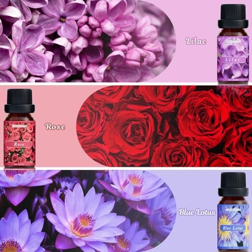 ARVIDSSON Blumige ätherische Öle Set – natürliches Blumenöl-Geschenk für Frauen – Rose, Gardenie, Kirschblüte, Geißblatt, Flieder, Blaue Lotus – Duftöl für Diffuser – Valentinstag Geschenk für Sie