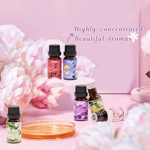 ARVIDSSON Blumige ätherische Öle Set – natürliches Blumenöl-Geschenk für Frauen – Rose, Gardenie, Kirschblüte, Geißblatt, Flieder, Blaue Lotus – Duftöl für Diffuser – Valentinstag Geschenk für Sie