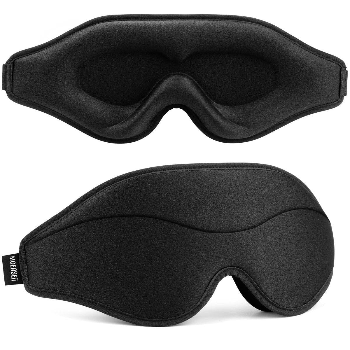 MOEASEii Schlafmaske – Total Blackout 3D Schlafmaske, superleicht & seidig weich, vollständig verstellbar, für Zuhause, Büro, Reisen, Meditation, Yoga, Schwarz
