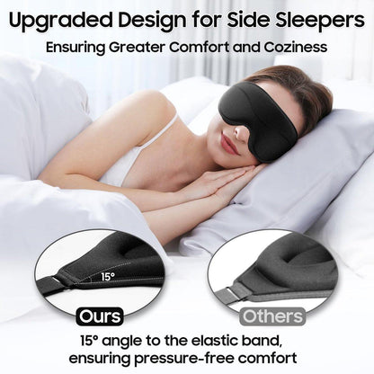 MOEASEii Schlafmaske – Total Blackout 3D Schlafmaske, superleicht & seidig weich, vollständig verstellbar, für Zuhause, Büro, Reisen, Meditation, Yoga, Schwarz