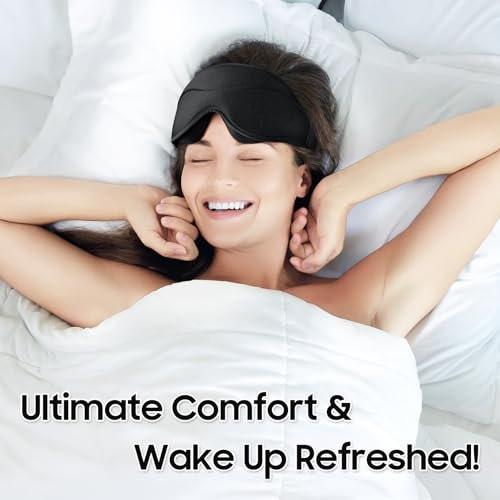 MOEASEii Schlafmaske – Total Blackout 3D Schlafmaske, superleicht & seidig weich, vollständig verstellbar, für Zuhause, Büro, Reisen, Meditation, Yoga, Schwarz