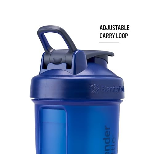 BlenderBottle Shaker Flasche mit Pillendose und Aufbewahrung für Proteinpulver, Classic V2 ProStak System, 22 Unzen, Blau