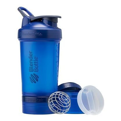 BlenderBottle Shaker Flasche mit Pillendose und Aufbewahrung für Proteinpulver, Classic V2 ProStak System, 22 Unzen, Blau