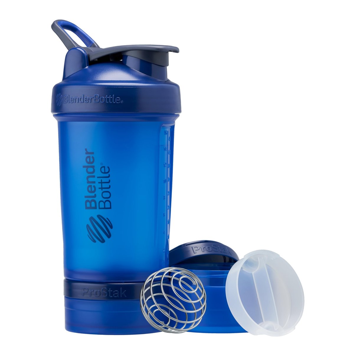 BlenderBottle Shaker Flasche mit Pillendose und Aufbewahrung für Proteinpulver, Classic V2 ProStak System, 22 Unzen, Blau
